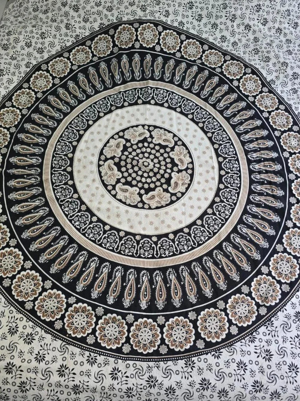 Black Brown Cream Mandala Shower Curtain
